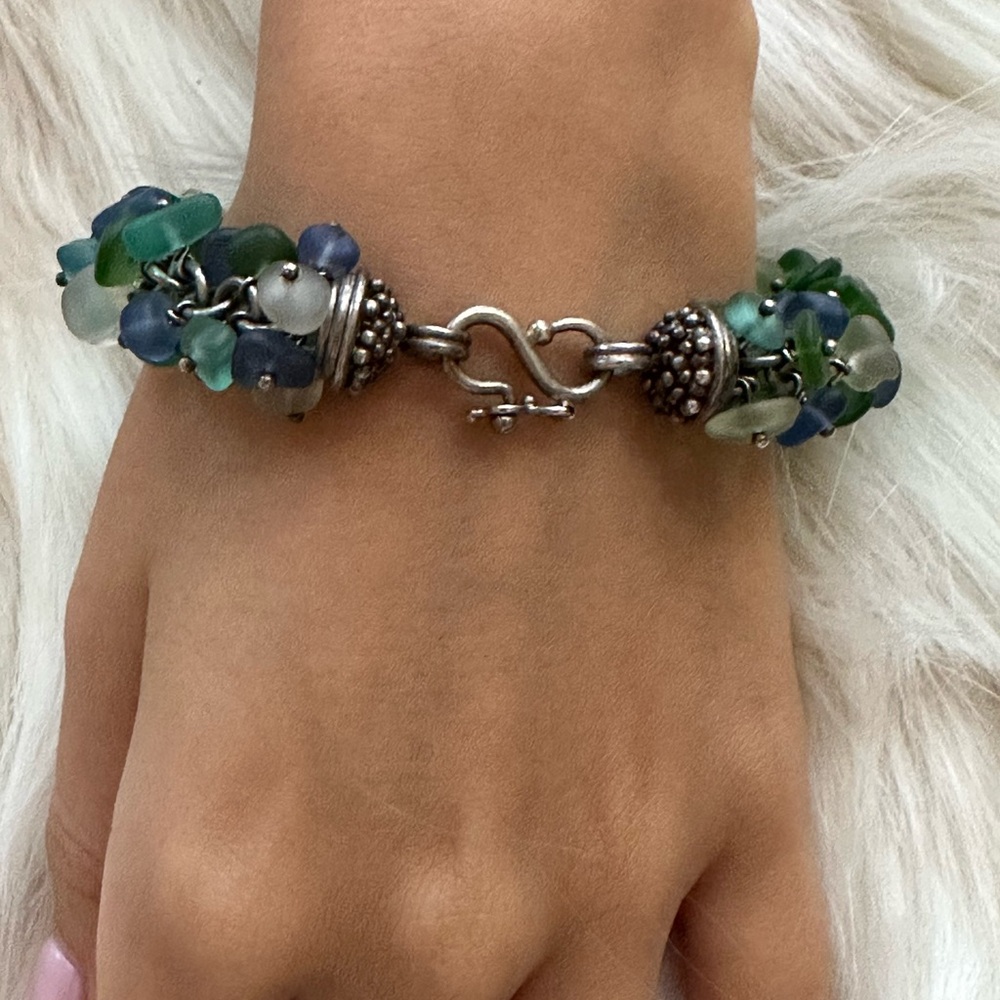 sterling silver Coastal Green & Blue Sea d Bracelet - Women Jewelry - Picture 6 of 12